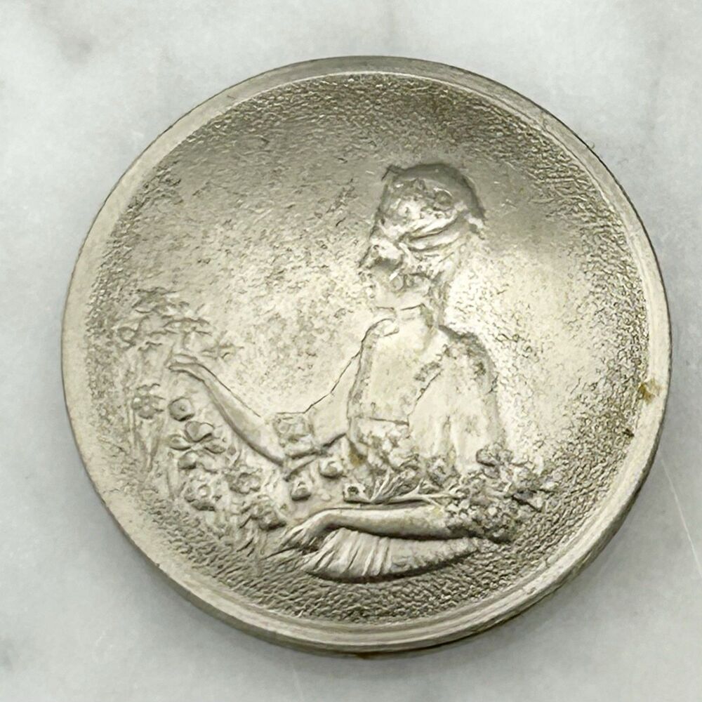 Vintage Norida Mini Compact 1920's Woman Picking Flowers Rouge Lip Blush